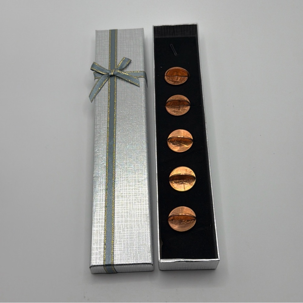 Handmade Double Pennies in Silver Gift Box